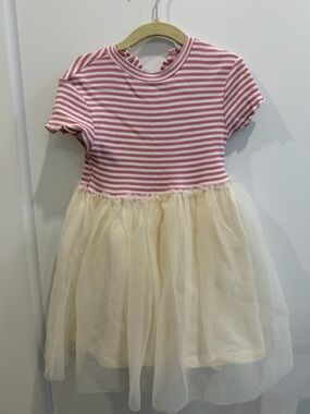Zara 5T Pink and White Striped Dress